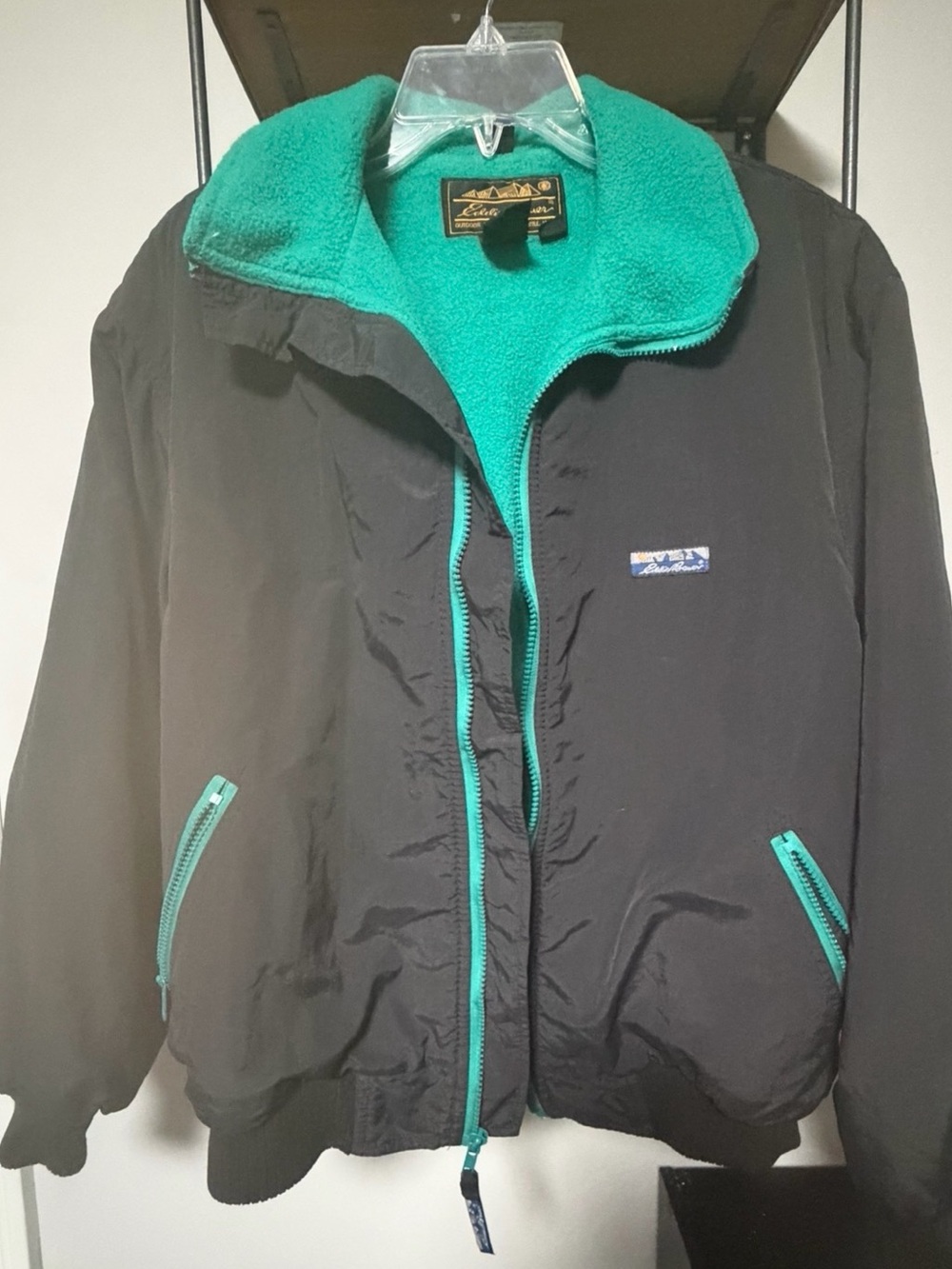 Vintage 90s Eddie Bauer Women’s Black Jacket with Teal Fleece Lining